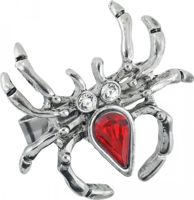 Produktbild von Glitzer Ring mit roter Spinne