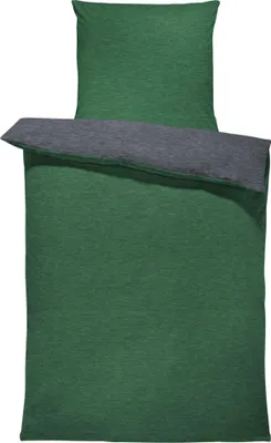 Produktbild von Winter Bettwäsche Biber Meliert Baumwolle Flanell Kuschelig Flauschig Warm Weich Modern, Größe:2 teilig 135x200 cm, Farbe:dunkel grün / anthrazit