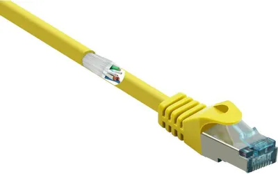 Produktbild von Renkforce RF-5153664 RJ45 Patchkabel CAT 6a S/FTP 10.00 m Gelb mit Rastnasenschutz, Flammwidrig 1 St.