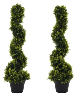 Image de Lot de 2 cèdres artificiels Outsunny, grands (90 cm) – Plantes artificielles pour le salon