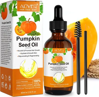 Produktbild von Kürbiskernöl Haarwachstum Wimpern Bart Nägel Haut Öl Kaltgepresst Bio Vegan, 60ml
