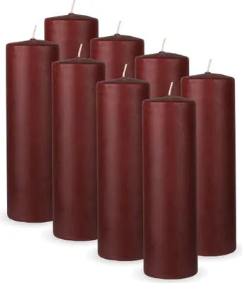 Obrázek produktu pro Svíčky HS Candle pillar candle 8-pack "Brown", velikost Ø7 x 20 cm, voskové svíčky s dlouhou dobou hoření až 65 hodin - svíčky bez vůně - mnoho barev/velikostí