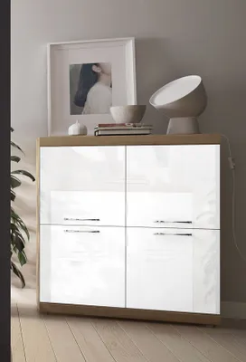 Image de Buffet « Essen » 93 cm, chêne Artisan blanc, MDF brillant