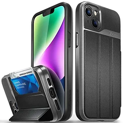Zdjęcie produktu dla Etui portfelowe iphone 15 plus 14 skórzane z kartami