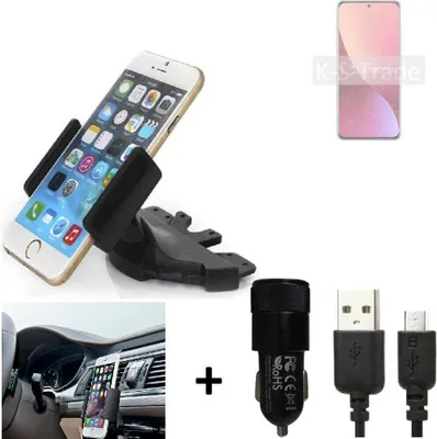 Produktbild von TOP SET K-S-Trade Autohalterung kompatibel mit Xiaomi 12S CD Schlitz Halterung KFZ-Halter Radio Handy Halterung 360° drehbar DVD-Schacht inkl. Micro