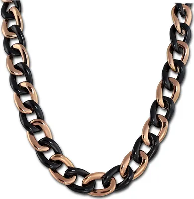 Immagine prodotto di Collana Amello 50cm acciaio inox 333 oro rosa ceramica armatura nera ESKX23S0