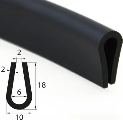Produktbild von V6 Kantenschutz EPDM Gummiprofil Fassungsprofil Fassungsbereich 6 mm Gummidichtung Keder U-Profil