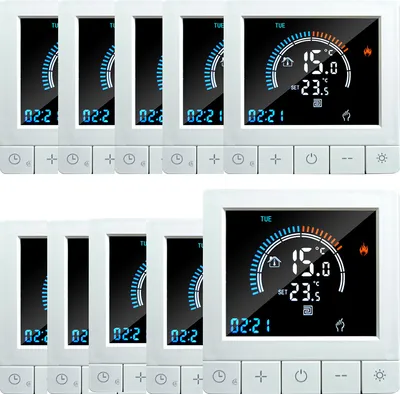 Produktbild von 10X Programmierbarer digitaler Thermostat mit Kindersicherung, LCD Raumthermostat NTC-Sensor, 3A Wasserheizung, warmer Boden, Unterputz Fußbodenheizung, Wandthermostat Innenthermometer, Weiß