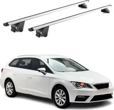 Image de Barres de toit transversales pour Seat Leon SW 2014-2025 Alu Gris Argenté 2x ABE