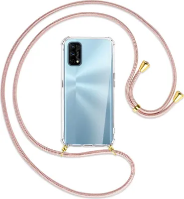 Produktbild von Handykette Backcover-Schutzhülle mit Band (Metall goldfarben) für Realme 7 Pro - roségold