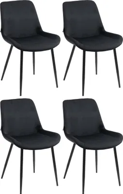 Produktbild von DELUKE® 4er Set Esszimmerstühle WIKIL Samt - 80x51x60cm, schwarz, Samt | Metall matt schwarz Gestell | Stühle Esszimmerstühle Stuhl Esszimmer Esstisch Stühle Küchenstuhl