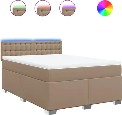 Produktbild von vidaXL Boxspringbett Matratze Cappuccino-Braun 140x190cm Kunstleder