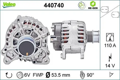 Produktbild von VALEO 440740 Lichtmaschine Generator LiMa 110A 14V für VW Golf VII Schrägheck (5G1, BQ1, BE1, BE2) Polo Schrägheck (6R1, 6C1) Passat Variant