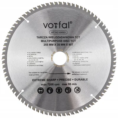 Obrázok produktu pre Vorfal Rezací kotúč TCT 255x30x80T na drevo a kov