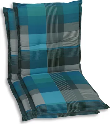 Produktbild von GO-DE Textil, Sesselauflage Niederlehner, 2er Set, Farbe: blau, Maße: 100 cm x 50 cm x 7 cm, Rueckenhoehe: 52 cm