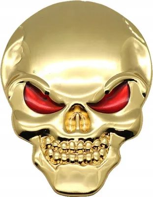Produktbild von Totenkopf 3D Emblem Aufkleber für Motorrad Auto Gold