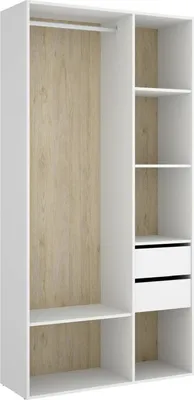 Produktbild von Großer Kleiderschrank Maon, Schlafzimmermöbel, Schrank, Garderobe, 98x45 h205 cm, Weiß und Eiche