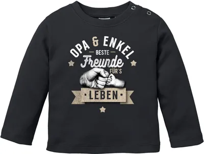 Produktbild von Baby Langarmshirt Babyshirt Junge Opa & Neffe, Opa & Enkel, Vater & Sohn Freunde für`s Leben Fäuste Moonworks® Opa&Enkel schwarz 68/74 (4-9 Monate)