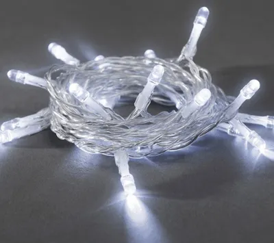 Produktbild von LED-Lichterkette - 2,85m - 20x Kaltweiß - transparentes Kabel - Batteriebetrieb - an/aus Schalter