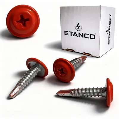 Obrázok produktu pre ETANCO GM-B samovrtné skrutky do oceľovej strechy, RAL 3000, ohnivočervená, 4,2 x 13 mm, 250 ks.