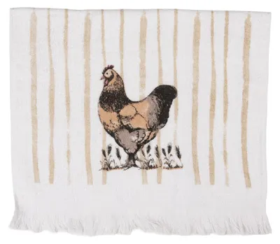 Produktbild von Clayre & Eef Gästehandtuch 40x66 cm Weiß Baumwolle Huhn