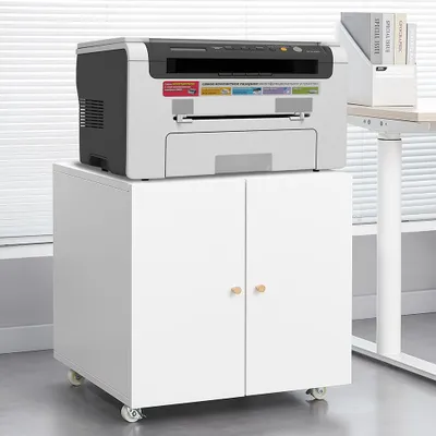 Immagine prodotto di MODFU, mobilettiera portadocumenti, armadietto per ufficio con ruote a 360° e ripiano regolabile, 60x60x60 cm, bianco