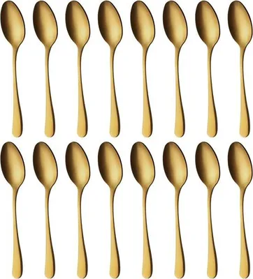 Productafbeelding van Goldspray-eetlepels, 16 stuks, 20,5 cm, roestvrijstalen lepels, vaatwasmachinebestendig, soeplepels