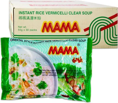 Produktbild von [ 30x 55g ] MAMA Instant Reisnudeln Clear Soup Vermicelli orientalischer Art | Klare Instant Reisnudelsuppe | Fadennudeln