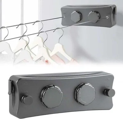Image de Corde à linge double pour l'intérieur - en acier - réglable - 2 x 51 m - gris