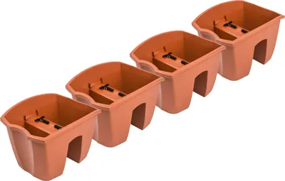 Produktbild von 4x Blumenkasten 24cm Hängetopf Blumentopf Balkontopf Geländertopf DCRO Terrakotta