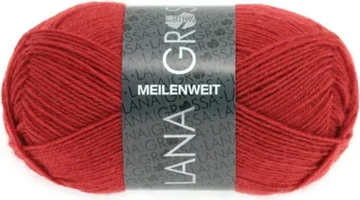 Produktbild von Lana Grossa MEILENWEIT 50 g UNI 4-fach Sockenwolle mit 80 % Schurwolle 210 m Farbe 1323 - Dunkelrot