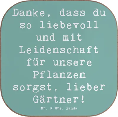 Produktbild von Mr. & Mrs. Panda Tassen Untersetzer Spruch Lieber Gärtner - Meeresbrise - Geschenk, Wertschätzung, Bedanken, gläseruntersetzer, Anerkennung, Liebe, Aufmerksamkeit, Tasse