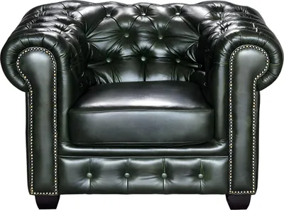 Produktbild von BRENTON 100% Büffelleder Chesterfield Sessel - Farbe: imperial grün