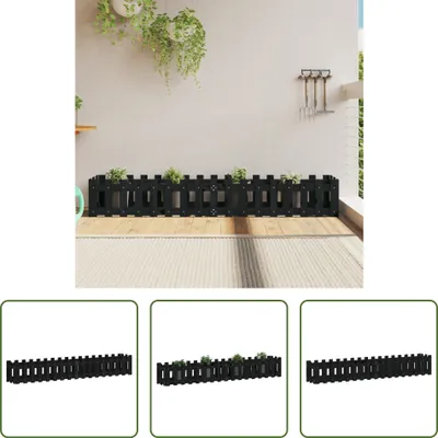 Produktbild von The Living Store Hochbeet Latten-Design Schwarz 200x30x30 cm Massivholz Kiefer