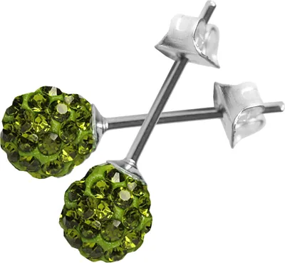 Produktbild von Shamballa Ohrstecker in verschiedenen Farben 6mm Farbe - Grün