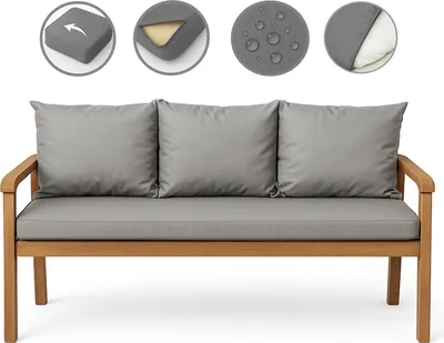 Obrázok produktu pre Vankúše na záhradnú lavicu Šedá | Sedák 140x60x7 + operadlo 3x 56x50cm | Podušky na záhradnú pohovku pre 3 osoby | vankúš na záhradnú hojdačku
