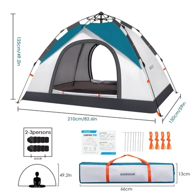 Produktbild von SGODDE 2-3 Person Camping Tent Waterproof Windproof Automatic Tent Portable for Hiking Camping Mountaineering