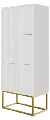 Produktbild von Selsey VELDIO - Schuhschrank mit 3 Klappen, Weiß mit goldenem Metallgestell, 50 cm