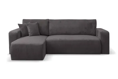 Produktbild von VENASI Ecksofa mit Schlaffunktion Luna L, Dunkelgrau Cordstoff