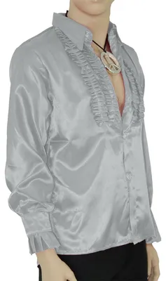 Produktbild von Rüschenhemd für Herren, silber Gr. S - XXL, Größe:XXL
