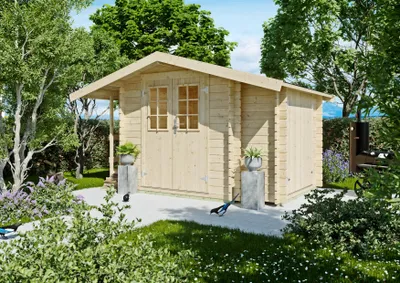 Produktbild von Gartenhaus Sotra mit Satteldach, 2,10 x 2,10 m Grundfläche, 2,21 m Höhe, Blockbohlen 28/34mm