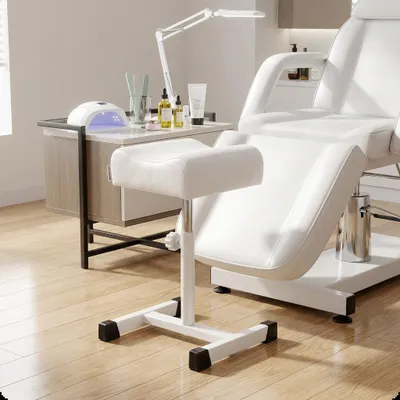 Produktbild von Fußstütze für Pedikürestuhl höhenverstellbar Weiß - Ständer Armlehne Beinstütze Fußpflege SPA, KI-generiertes Bild