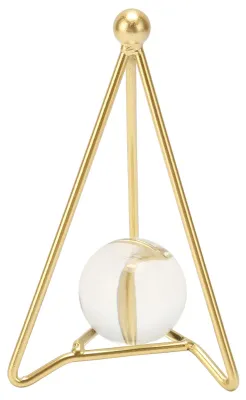 Productafbeelding van Kunstmatige kristallen bol met gouden voet, geometrisch, abstracte kunst, woonkamer, decoratie voor thuis, driehoekig, klein formaat