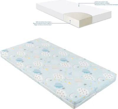 Produktbild von Kikkaboo Babybett Matratze Fantasia Plus 120 x 60cm Reißverschluss Baumwollbezug blau