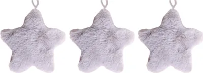 Produktbild von Satz von 3 Ornamenten: Stern Textil grau 12 cm