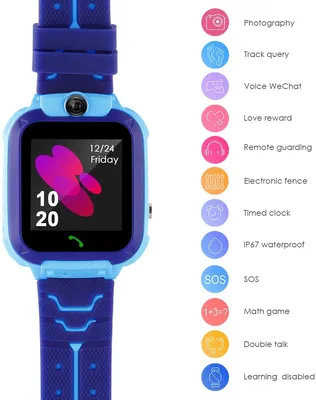 Image de Montre téléphone pour enfants, Montre intelligente pour enfants, étanche, avec affichage SOS en allemand,Bleu
