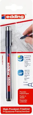 Immagine prodotto di edding 1800 pennarello di precisione a punta fine nero 0,5 mm (1 blister)