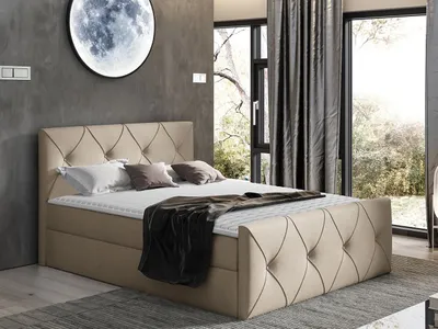 Obrázek produktu pro Kontinentální manželská postel 180x200 LITZY 2 - béžová + topper