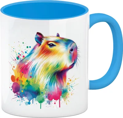 Produktbild von Capybara Aquarell Kaffeebecher in hellblau