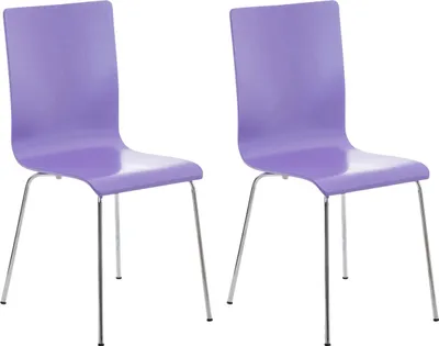 Produktbild von CLP 2er Set Besucherstuhl Pepe mit Holzsitz und Metallgestell lila